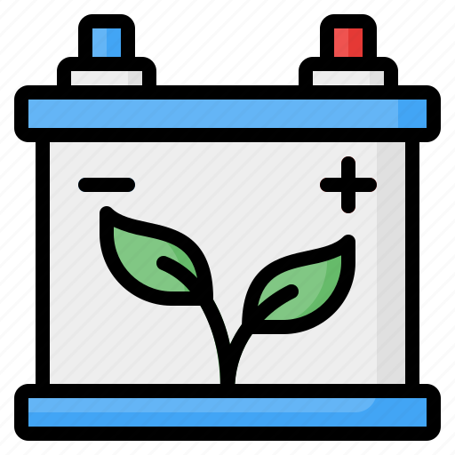 Eco, green, car battery, battery, accumulator, plant, ecology icon - Download on Iconfinder