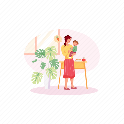 Mum, funny, celebrate, attractive, holiday, relationship, baby illustration - Download on Iconfinder