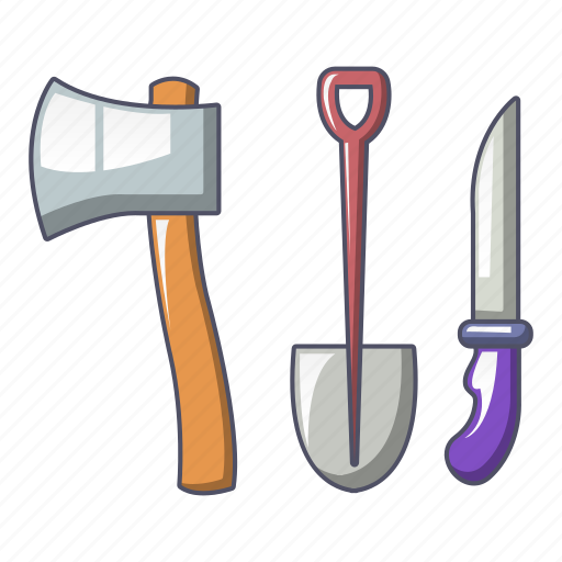 Axe, cartoon, climbing, equipment, expedition, knife, shovel icon -  Download on Iconfinder