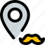 moustache, location, pointer, map 