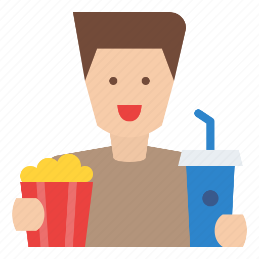 Man, popcorn, movie, entertainment icon - Download on Iconfinder