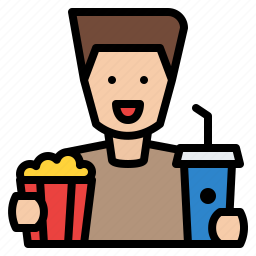 Man, popcorn, movie, entertainment icon - Download on Iconfinder