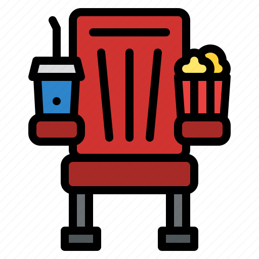 Seat, popcorn, drink, cinema, entertainment icon - Download on Iconfinder