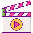 clapperboard, movie, video, film