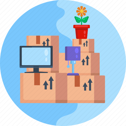 Moving, delivery, tv, flower pot, box, moving home icon - Download on Iconfinder