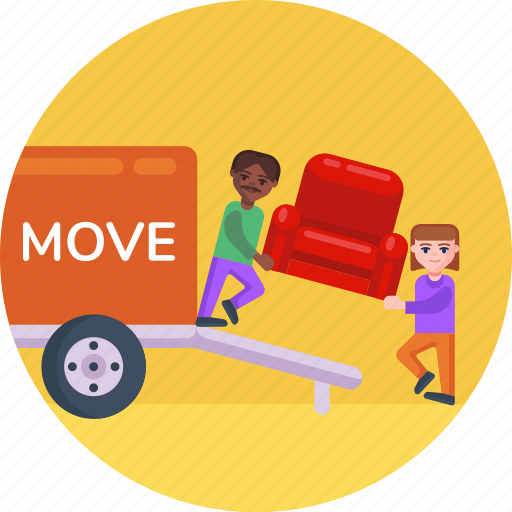 Moving, truck, sofa, furniture, home moving service, move truck icon - Download on Iconfinder