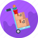 delivery, flower pot, carrier, moving home, box