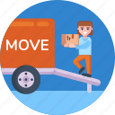 moving, delivery, delivery woman, box, moving home, move truck