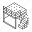bed, frame, and, working, space, isometric outline, multifunctional, furniture 