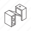 foldable, working, desk, isometric outline 