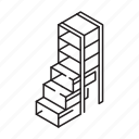shelf, and, stairs, isometric outline