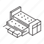 sldeable, bed, with, storage, isometric outline 