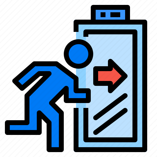 Door, exit, fire, flame, signaling icon - Download on Iconfinder