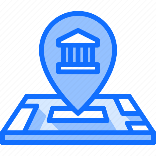 Building, pin, location, map, museum, history, culture icon - Download on Iconfinder