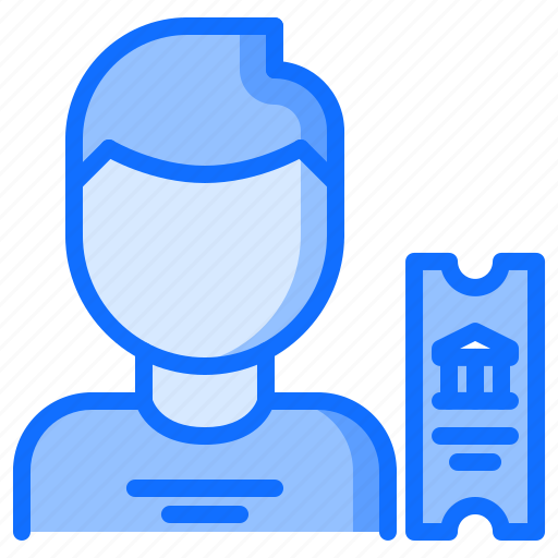 Man, visitor, ticket, building, museum, history, culture icon - Download on Iconfinder