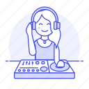 controller, dj, female, headphones, mix, mixer, music, system, turntable