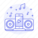 button, connect, mobile, music, phone, play, player, smartphone, speaker
