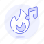 double, fire, flame, genre, hit, hot, music, note, playlist, trending, trendy 