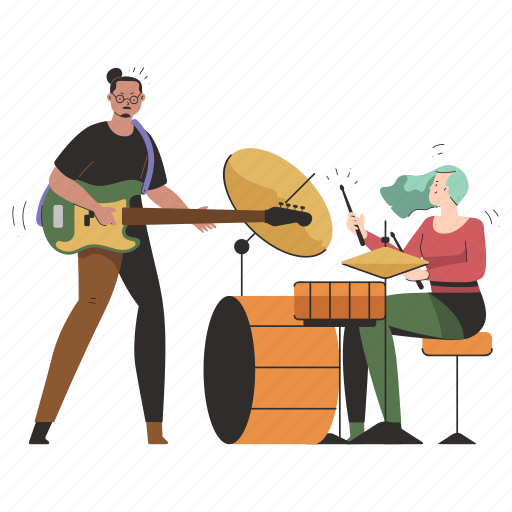 Music, gig, show, drum, bass, instrument, band illustration - Download on Iconfinder
