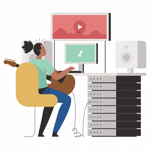 Music, media, technology, score, soundtrack, producer, computer illustration - Download on Iconfinder