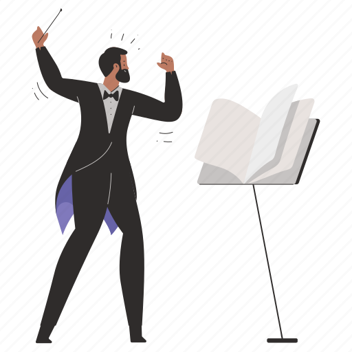 Music, occupations, orchestra, conductor, profession, paper, page illustration - Download on Iconfinder