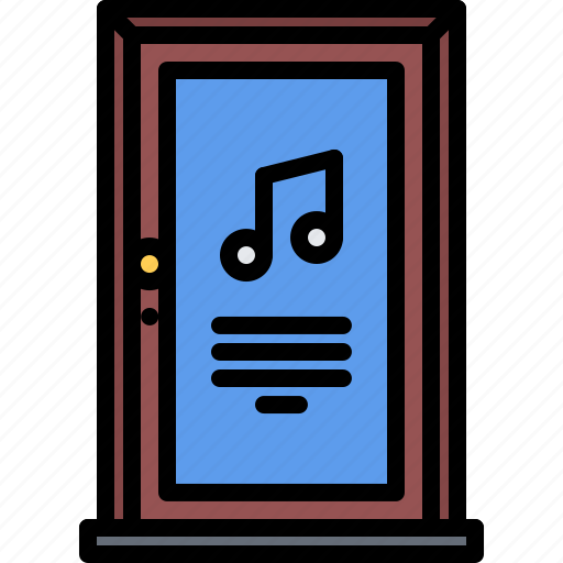 Door, signboard, note, melody, music, sound icon - Download on Iconfinder