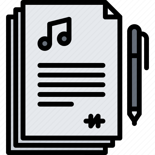Contract, document, note, pen, melody, music, sound icon - Download on Iconfinder