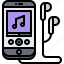 smartphone, headphones, note, player, melody, music, sound 
