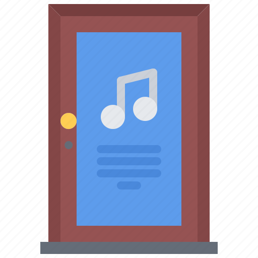 Door, signboard, note, melody, music, sound icon - Download on Iconfinder
