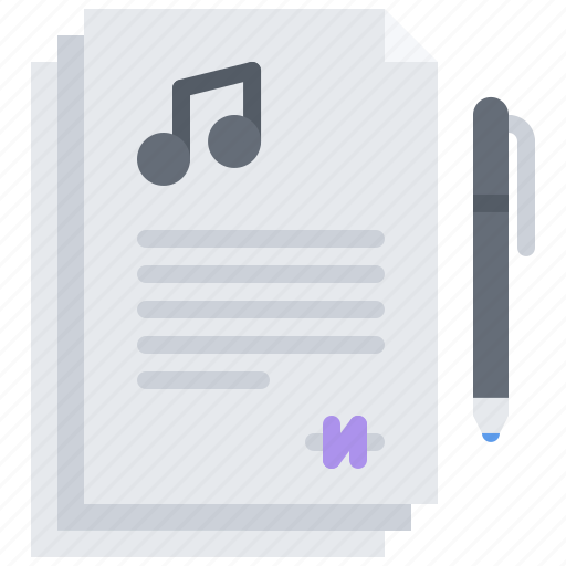Contract, document, note, pen, melody, music, sound icon - Download on Iconfinder