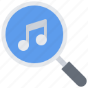 search, note, magnifier, concert, melody, music, sound