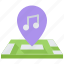 note, pin, location, map, melody, music, sound 