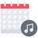 date, calendar, concert, note, melody, music, sound