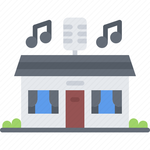 Microphone, note, building, studio, recording, radio, melody icon - Download on Iconfinder