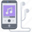 smartphone, headphones, note, player, melody, music, sound 