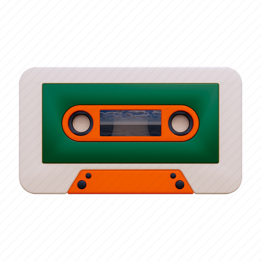 .png, cassette, tape, audio, music, sound 3D illustration - Download on Iconfinder