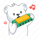 harmonica instrument, playing harmonica, harmonica music, musician bear, cute bear