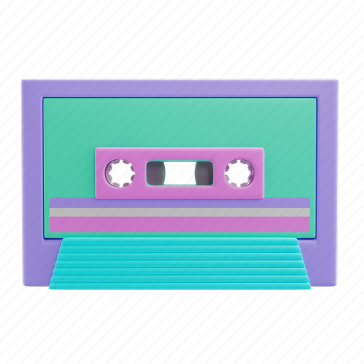 Cassette, tape, music, sound, audio, song, vintage 3D illustration - Download on Iconfinder