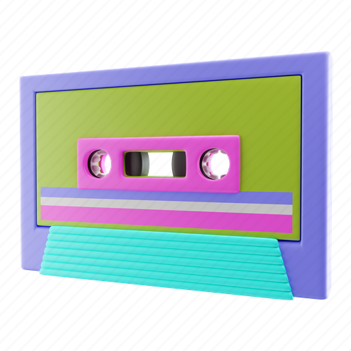 Cassette, tape, music, sound, audio, song 3D illustration - Download on Iconfinder