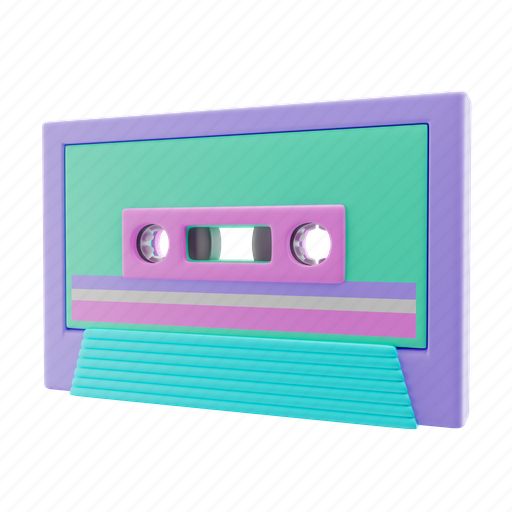 Cassette, tape, cassette tape, music, audio, song, sound 3D illustration - Download on Iconfinder