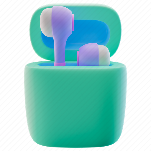 Earbuds, headphones, headset, device, wireless, mobile, music 3D illustration - Download on Iconfinder