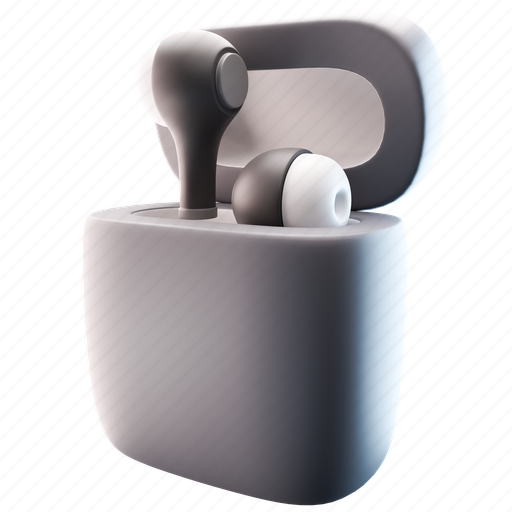 Earbuds, device, earphones, audio, music, sound, mobile 3D illustration - Download on Iconfinder