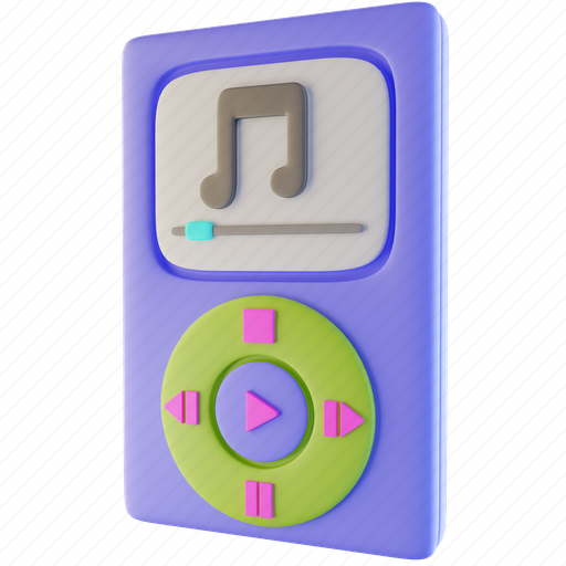 Mp3, device, music, audio, sound, mobile, music player 3D illustration - Download on Iconfinder