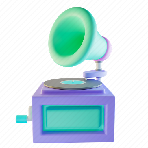 Phonograph, record player, music, audio, vinyl, record, sound 3D illustration - Download on Iconfinder