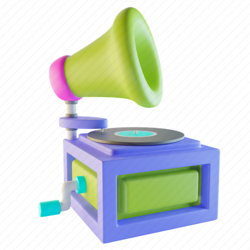 Phonograph, record player, vinyl, vintage, victrola, audio, music 3D illustration - Download on Iconfinder