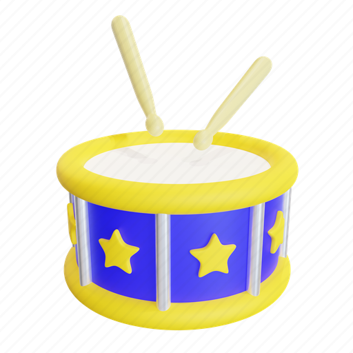 Music, drum, snare, percussion, child, toy, kids 3D illustration - Download on Iconfinder
