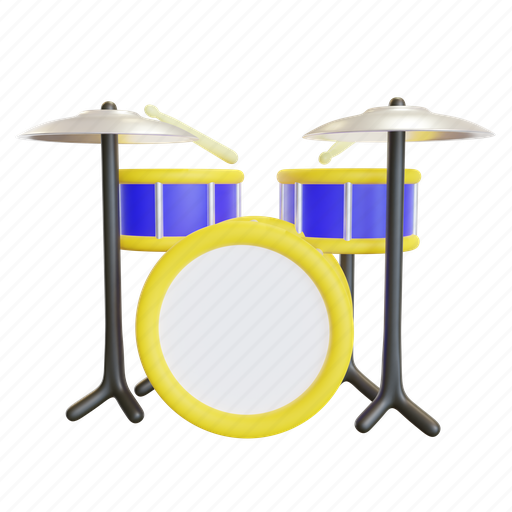 Music, drum, set, instrument, rock, beat, concert 3D illustration - Download on Iconfinder