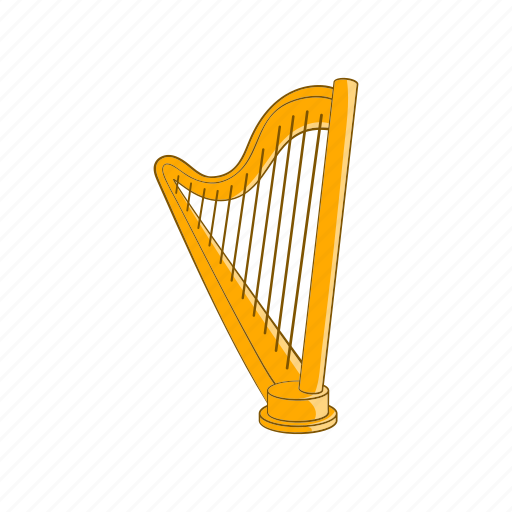Cartoon, harp, instrument, music, musical, sign, string icon - Download