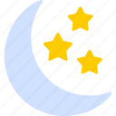 crescent, moon, night, stars, starry, sky, icon