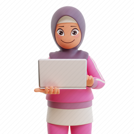 Muslim, woman, cute, sporty, health, avatar 3D illustration - Download on Iconfinder